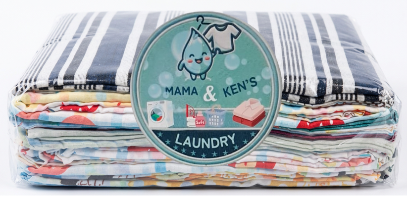 Pakaian bersih setelah melalui proses cuci setrika profesional di Mama & Ken's Laundry